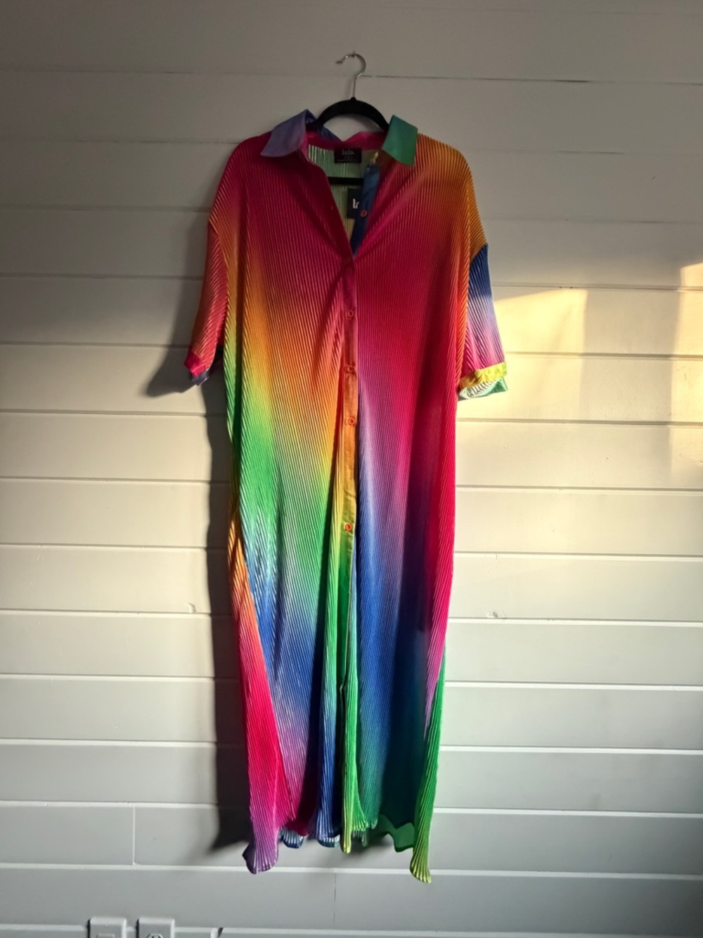 Dressed in LALA Rainbow Plisse Midi Dress